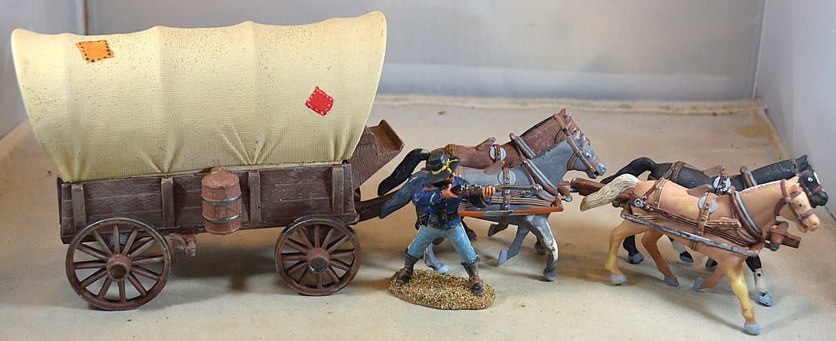 Classic Toy Soldiers Painted Covered Conestoga Wagon with 4 Horses