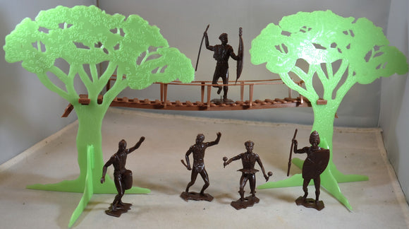 MPC African Zulus Rope Bridge and Trees Set