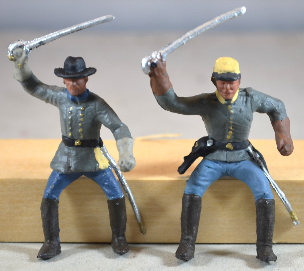 Marx Painted Civil War Confederate Cavalry Riders with Officer
