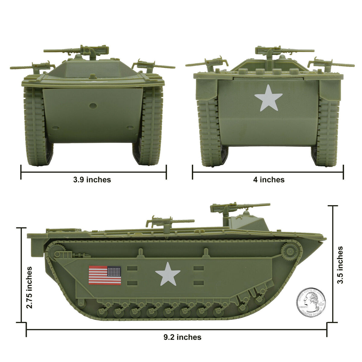 BMC WWII USMC Amtrac LVT Amphibious Vehicle Toy Soldier Green