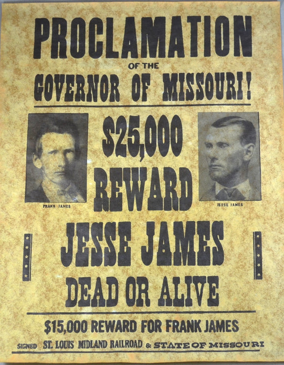 Americana Jesse & Frank James Wanted Dead or Alive Poster