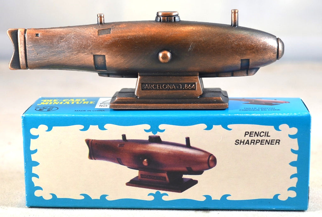 Americana Old Time Submarine Bronze Die Cast Metal Pencil Sharpener