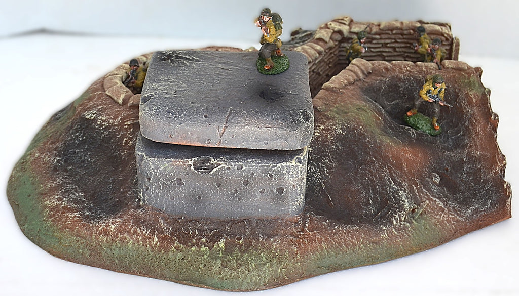 Atherton Scenics Painted WWII Trench with Concrete Bunker Left End Cap