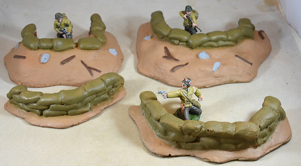 Atherton CTS Painted WWII Sandbag Bunkers 4 Piece Set