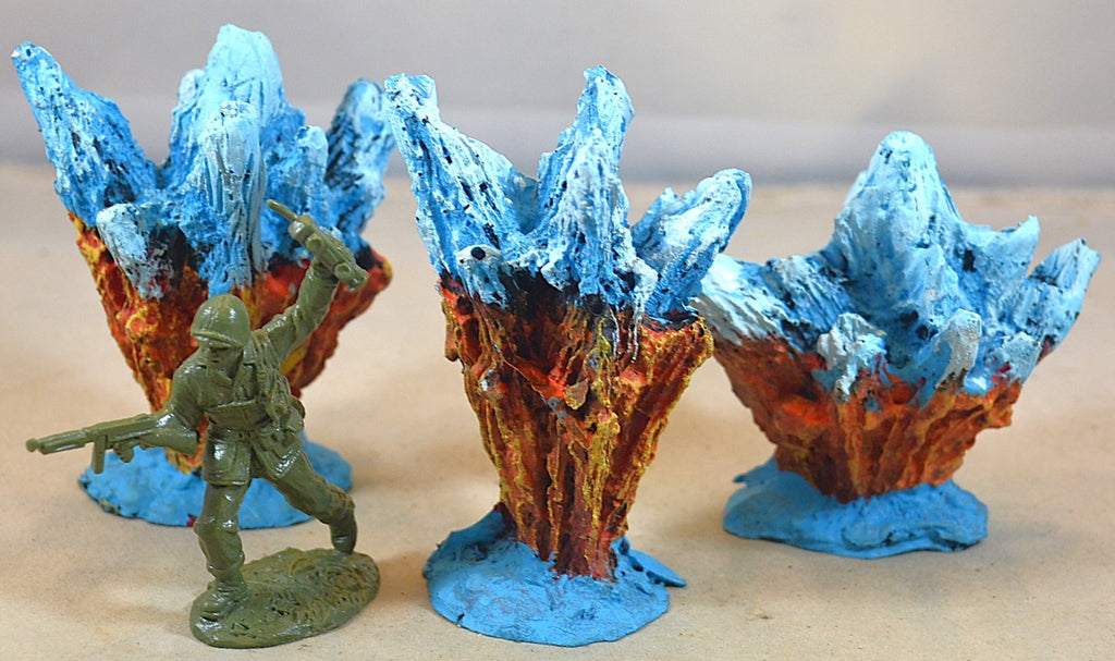 Atherton Painted Water Explosions WWII Civil War Sea Diorama 3 PC Set