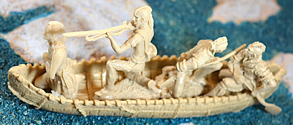 LOD Barzso Indian Birch Bark Canoe with 4 Figures