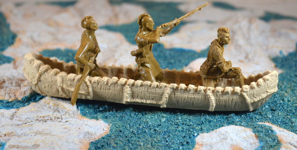 LOD Barzso Dug Out Indian Tan Canoe with 3 Figures