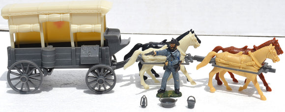 Classic Toy Soldiers Civil War Ambulance Wagon with Four (4) Horses and One Open Side