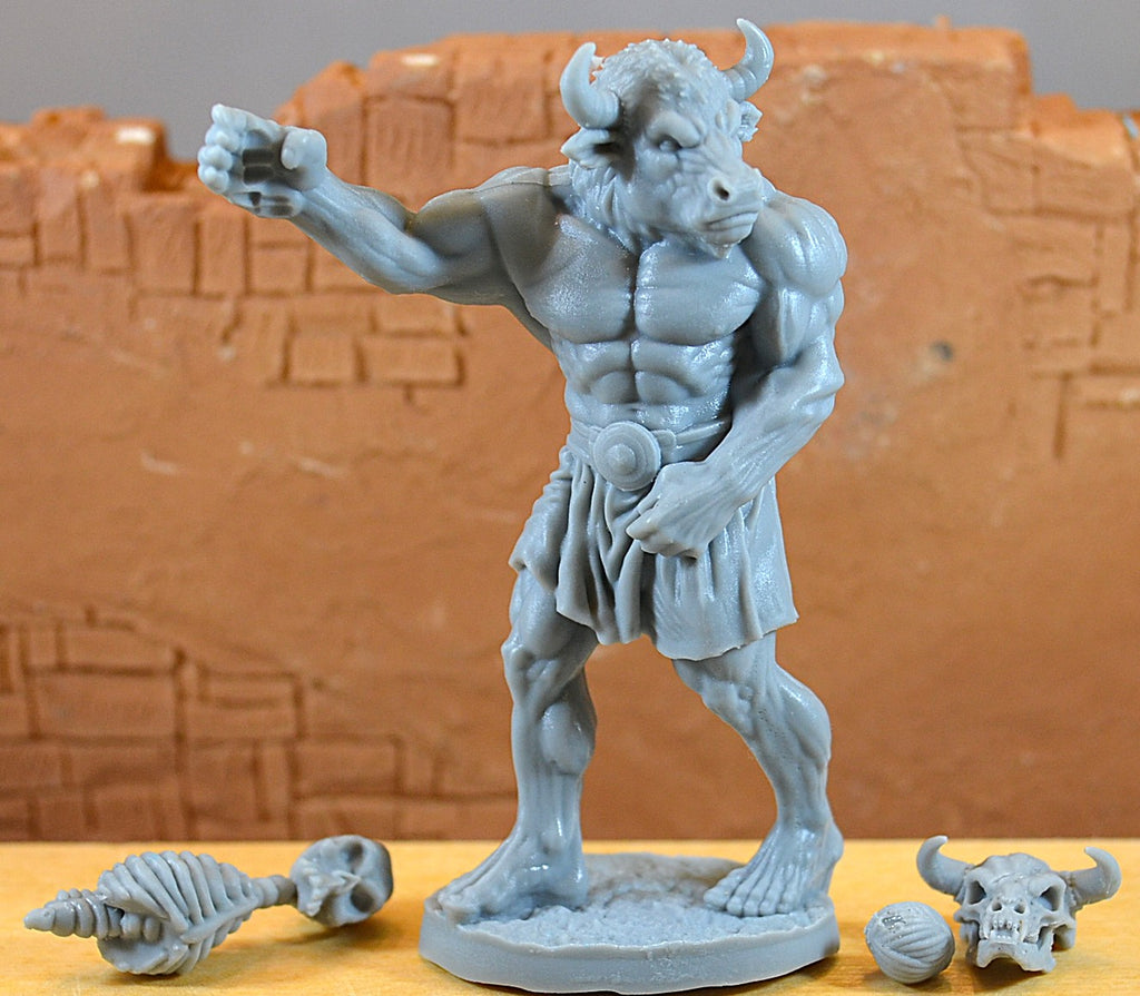 LOD Bronze Age Greek Mythology Minotaur Legendary Mythical Figure Gray