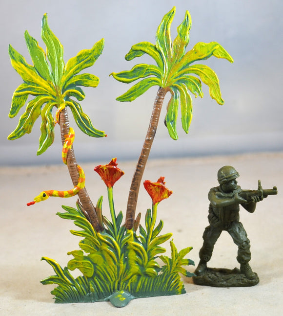 Hornung Art Metal Palm Tree with Bushes, Flowers and Snake