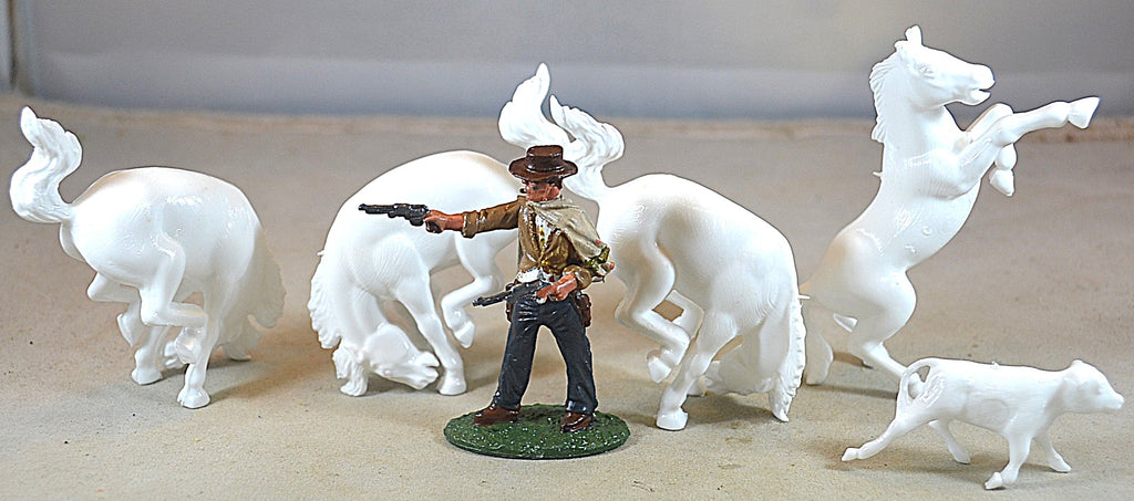 Marx Western Bucking Bronco Horses with Calf