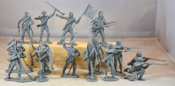 BMC Marx Civil War Confederate Infantry Dark Gray 16 Figures