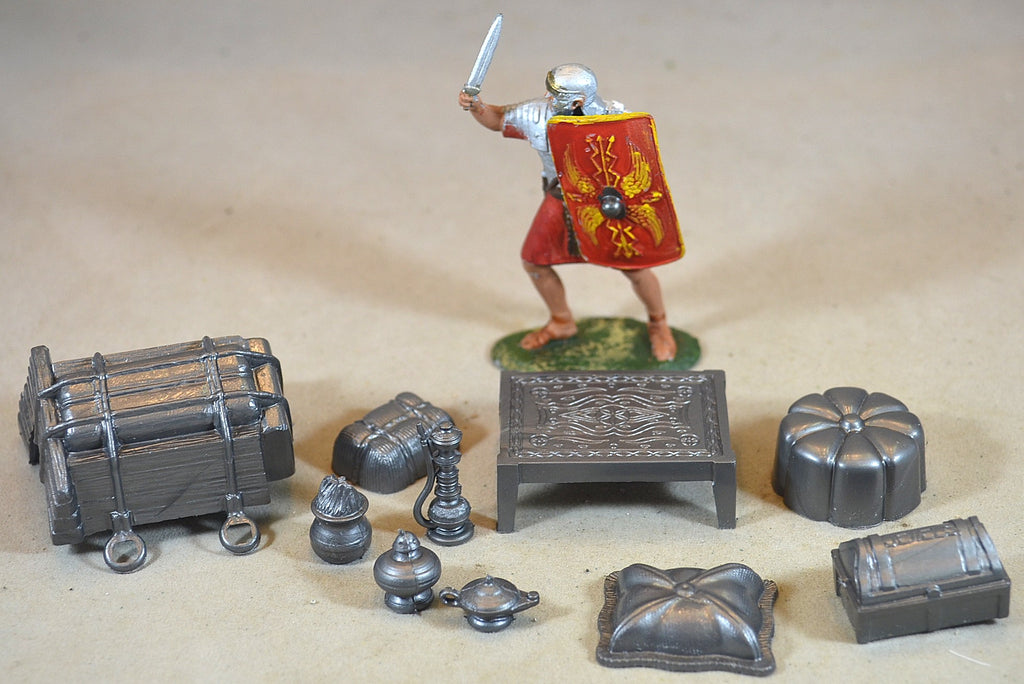 Marx Roman Ben Hur Accessories Vase, Chest, Pipe Set