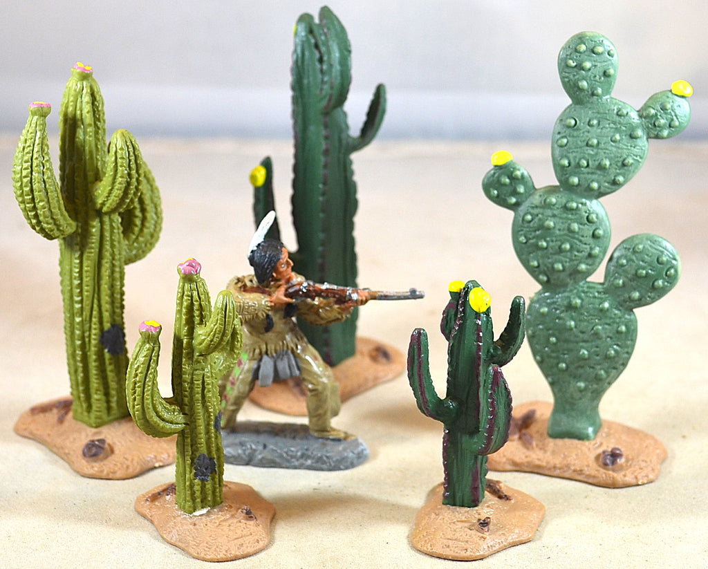 Realistic Painted Cactus for Dioramas and Battle Scenes Dark Green 5 Pc St