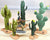 Realistic Painted Cactus for Dioramas and Battle Scenes Dark Green 5 Pc St