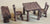Painted American Revolution Medieval Table Chairs and Bench Set