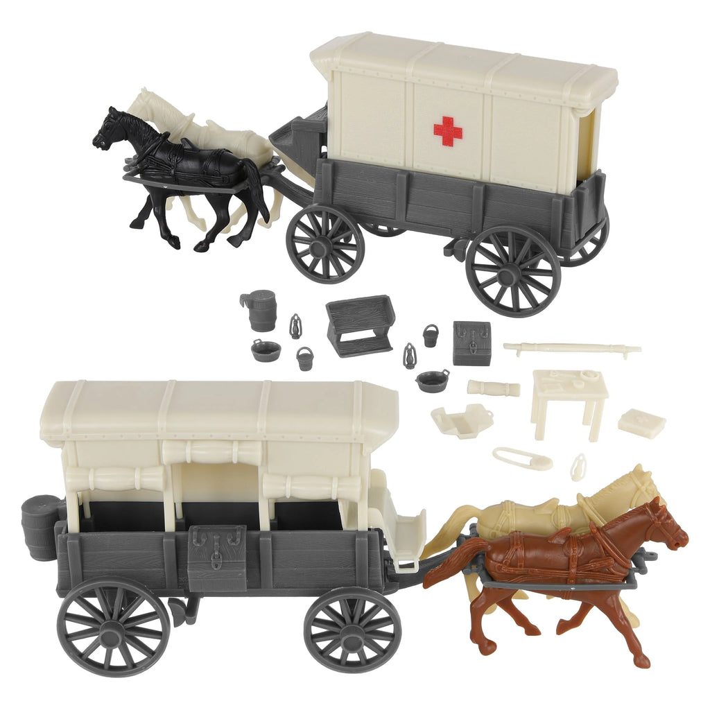 BMC CTS Civil War Ambulance Wagon with 2 Tops and Horses