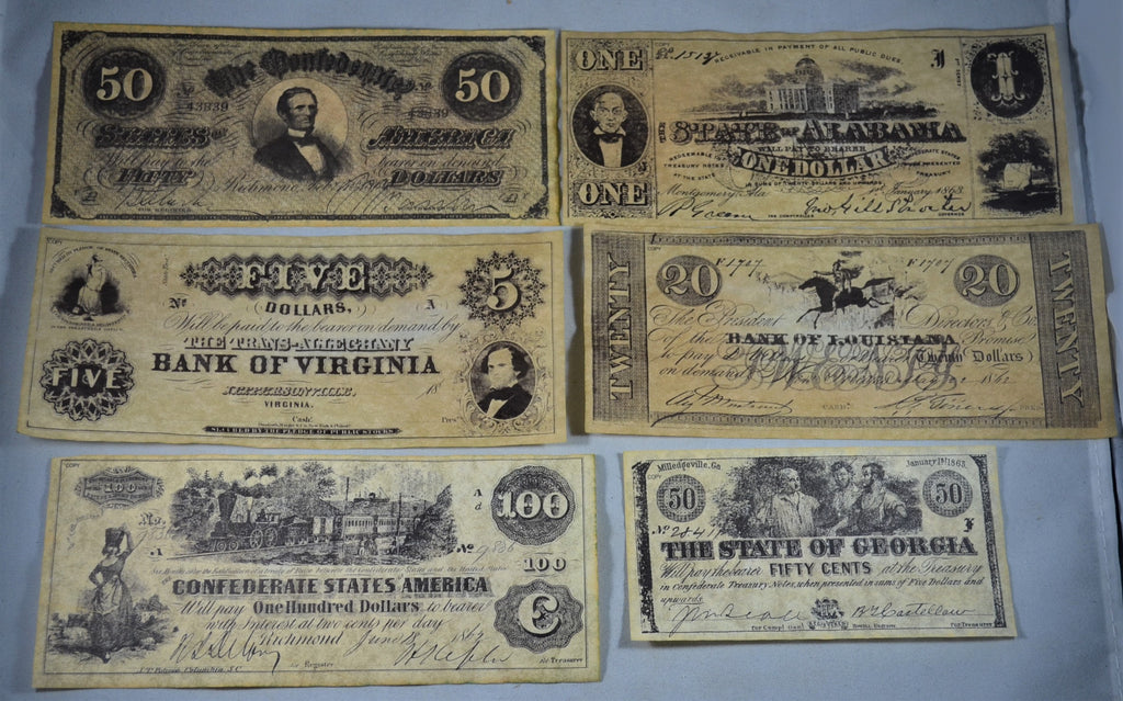 Americana Civil War Confederate Money Replica Set #1