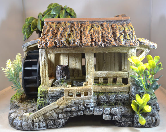 Painted WWII Jungle Hut Cabin with Water Wheel