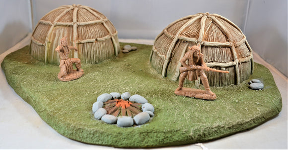 Atherton Scenics Painted Native America Village Wigwam Huts Diorama Piece