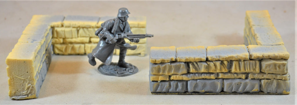 Classic Toy Soldiers Flat Stone L-Shaped Walls 2 Pieces