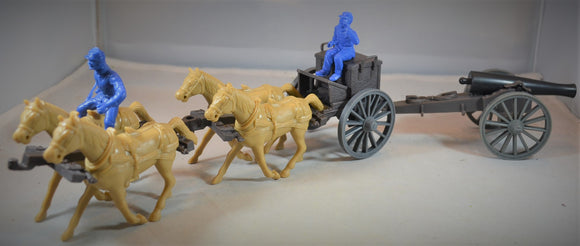 Classic Toy Soldiers Civil War Limber and 12 Pound Cannon with 4 Horses