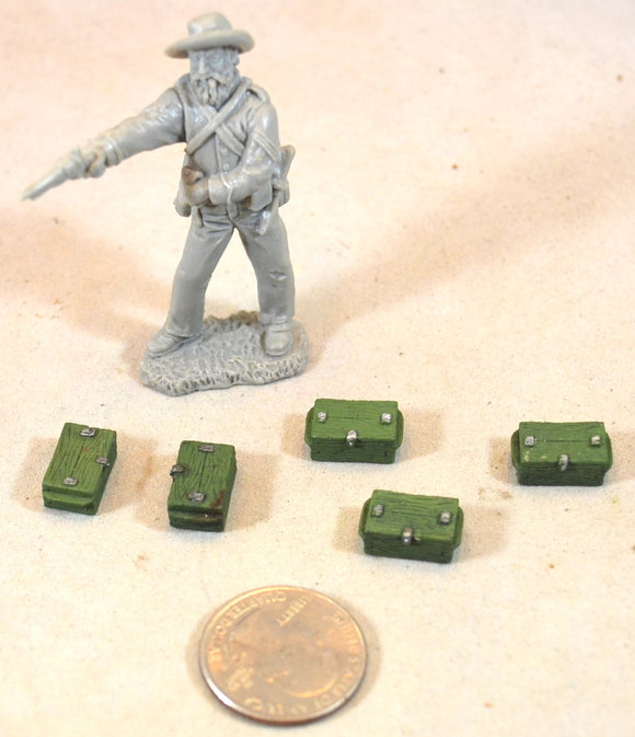 Forces of Valor Painted Civil War Ammo Boxes - 5 Piece Set