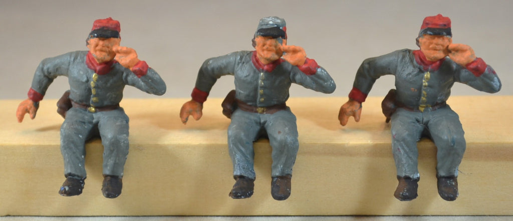 Marx Painted Civil War Confederate Cassion Wagon Riders 3 Piece Set