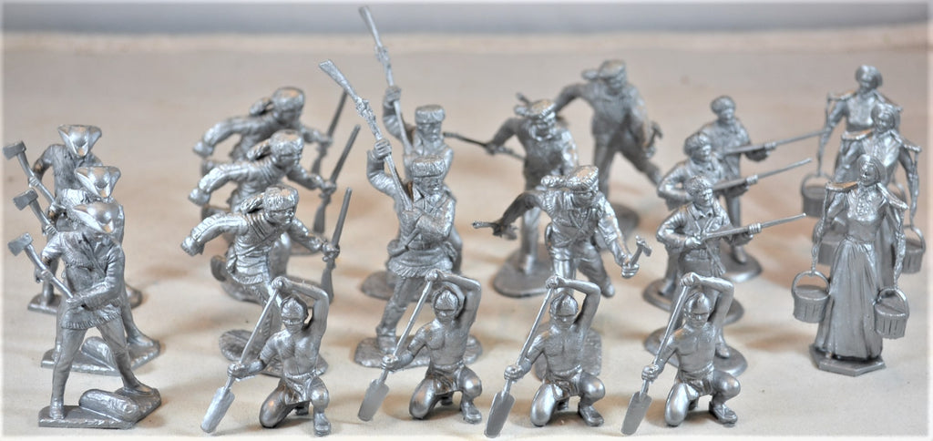 Marx Boonesboro Pioneers Settlers in Action Ft. Apache Figures Silver