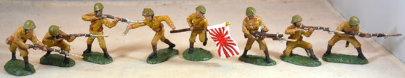 Painted TSSD WWII Japanese Infantry Soldiers Set #8 with Flag