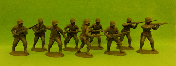 Expeditionary Force World War II US Rifles Assault Section Set 1 with Netted Helmets