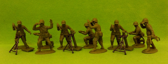 Expeditionary Force World War II US Mortar Section with Netted Helmets