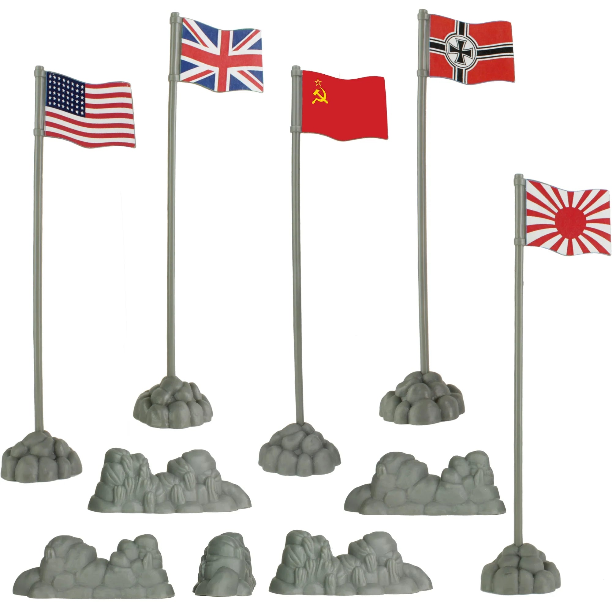 BMC WWII Allies and Axis Flagpoles with Flags & Rock Accessories –  MicShaun's Closet